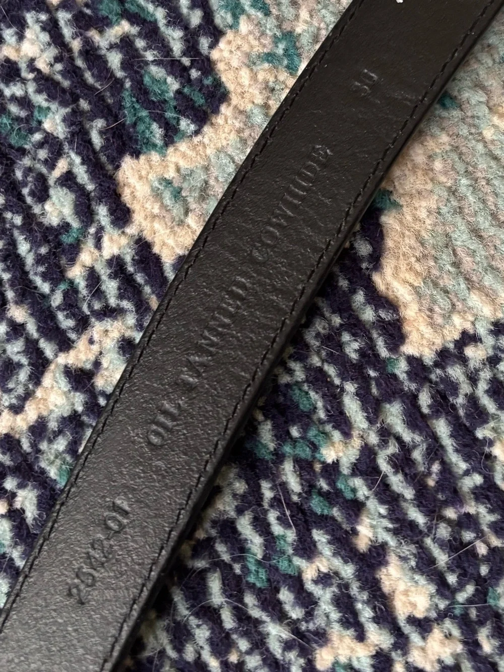 Men’s Black Genuine Leather Basketweave Belt Brass Buckle Made in Colombia